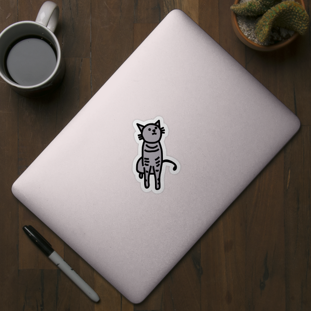 Grey Cat Thick Black Line Drawing by ellenhenryart